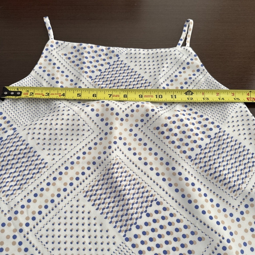 LOFT White Top Geometric And Dots Spaghetti Strap Lined Size M - Picture 5 of 11